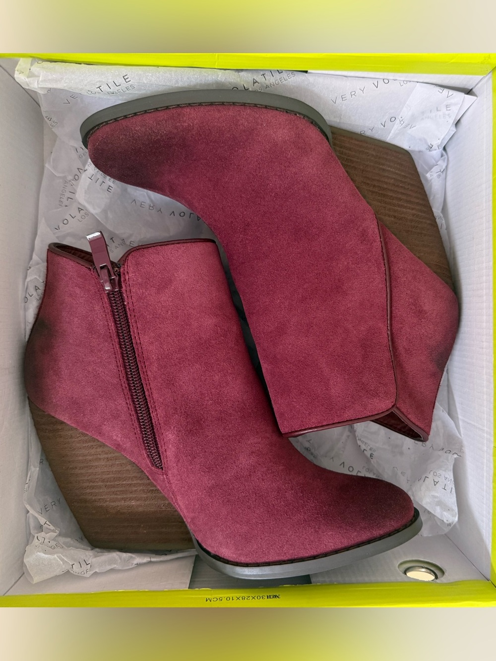Very Volatile Burgundy Suede Wedge Ankle Booties